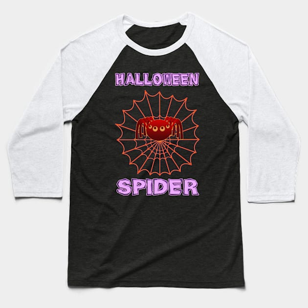 Halloween Spider in the web Baseball T-Shirt by madrigenum